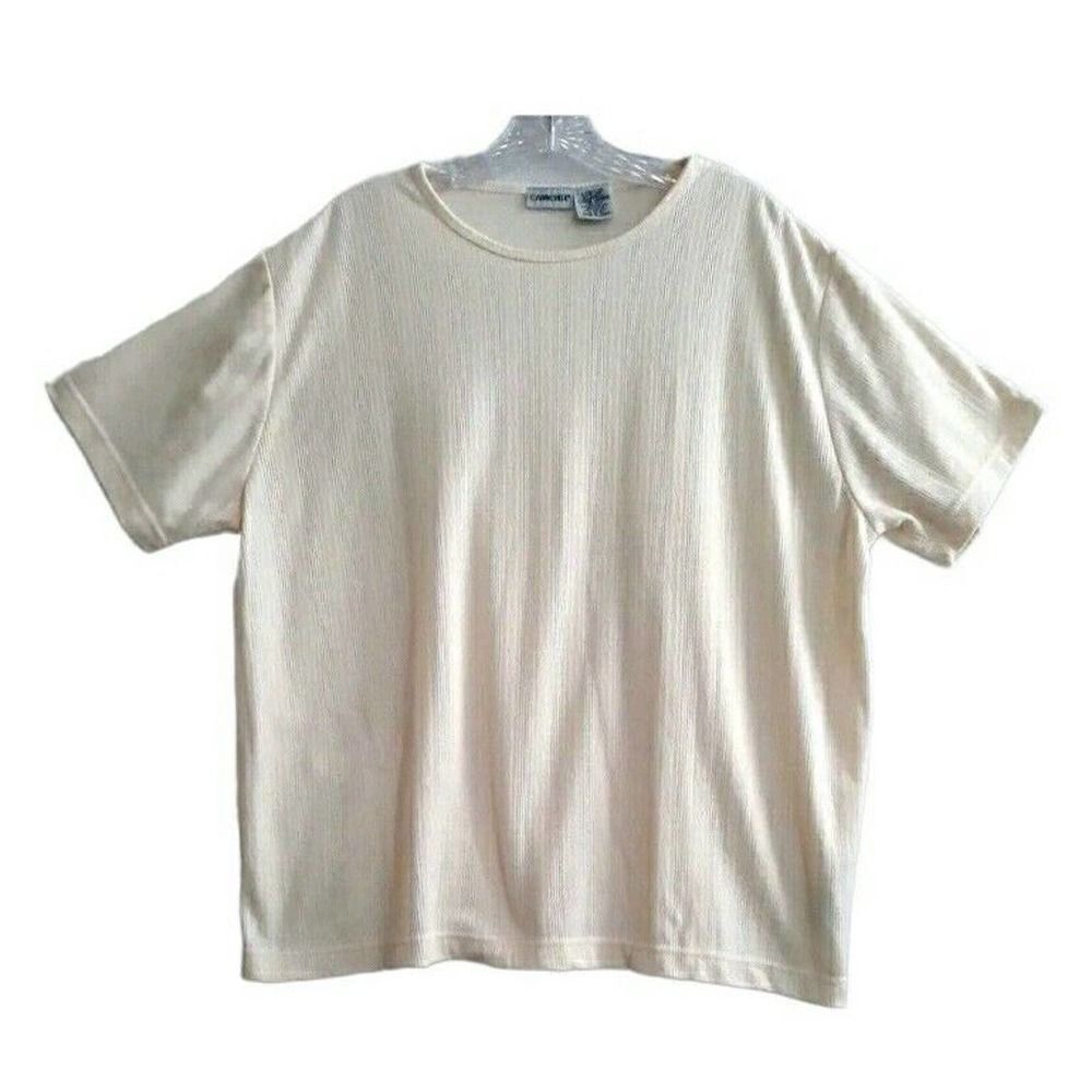 Cabin Creek Top T Shirt Womans XL Cream Short Sleeve Pull On